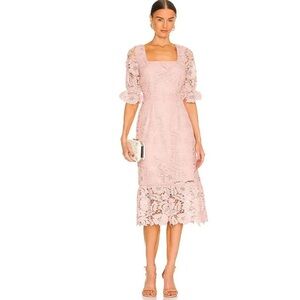 Revolve Steve Madden Did It My Way - Puff Sleeve Lace Women's Midi Dress Size 2